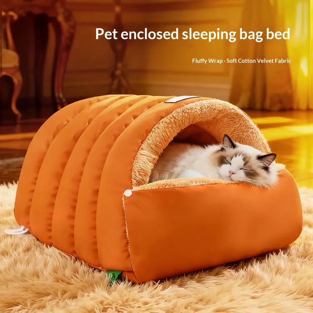 Enclosed Sleeping Bag Pet Bed for Winter Warmth