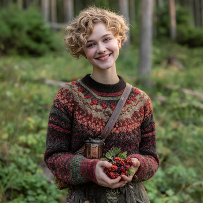 Printed Round-neck Hoodie With Striped Patch Design