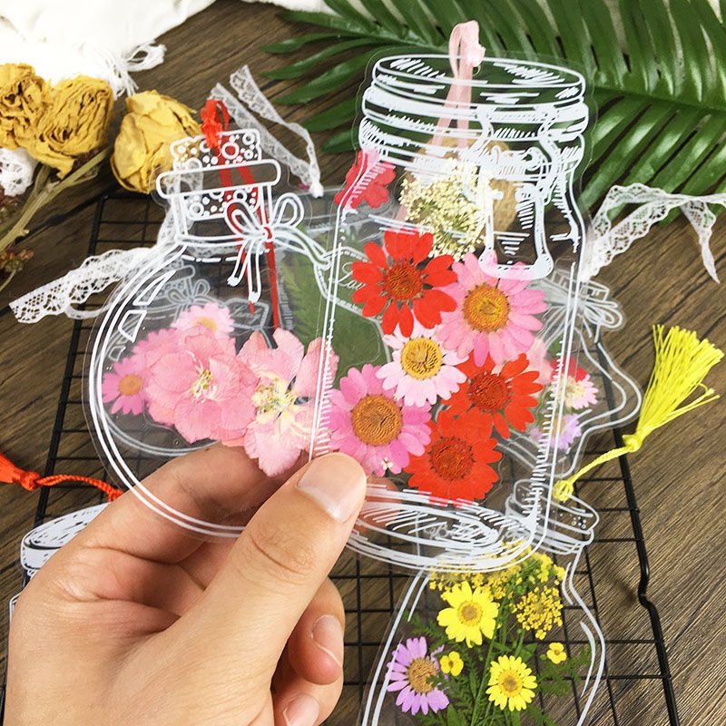 Cultural And Creative Dried Flower Bookmarks Handmade DIY Materials Pressed Flower Transparent Jar Specimen