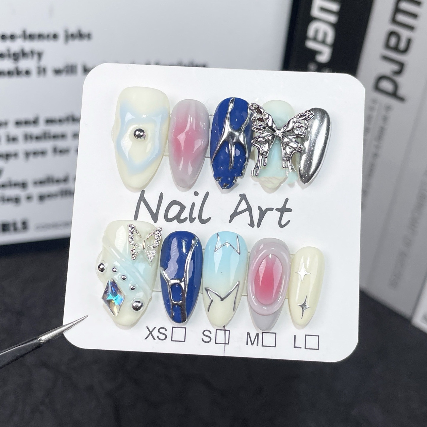 Sweet Cool Colorful 3D Metal Butterfly Handmade Wearable Nails