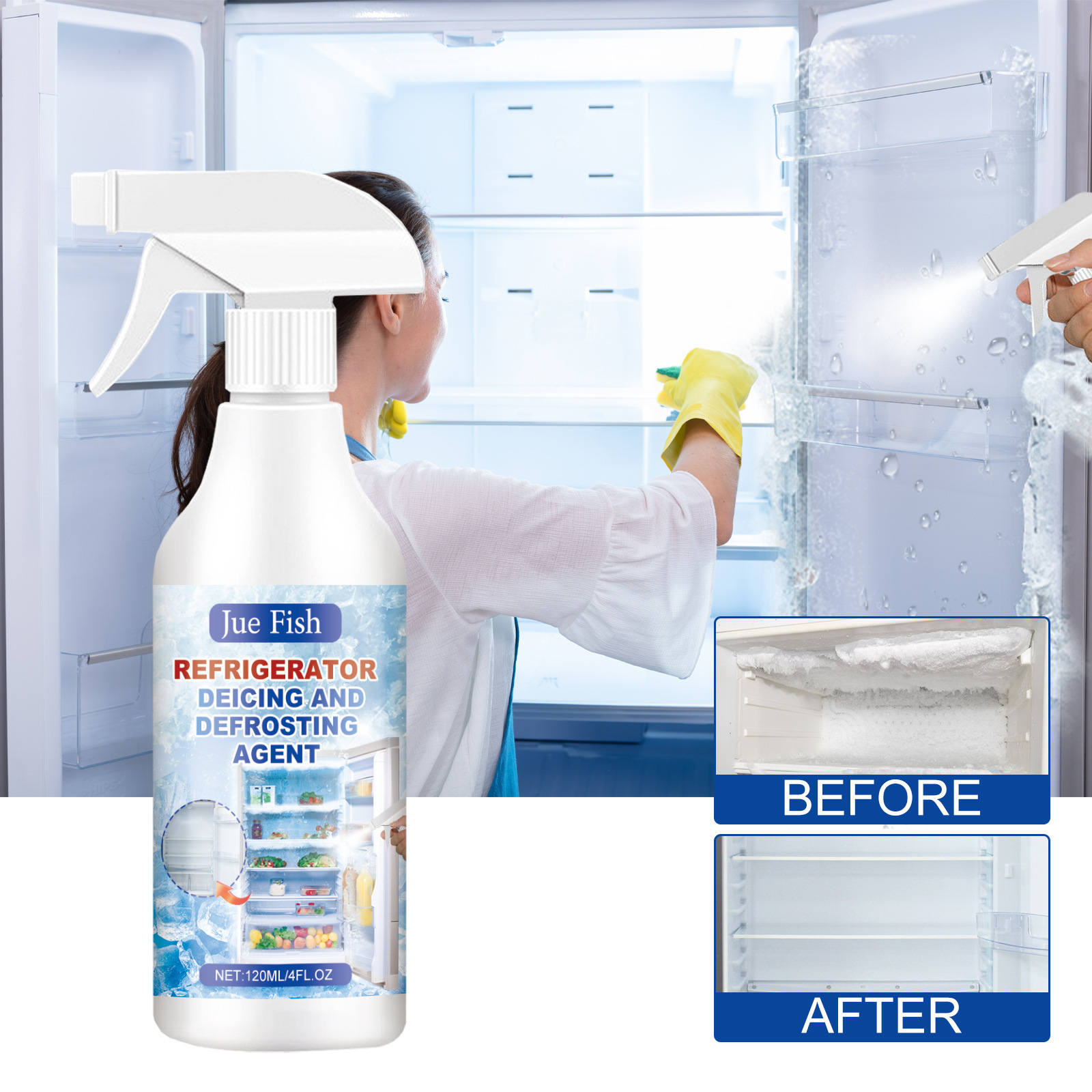 Household Freezer Defrosting Ice Removal Clearing Ice Blocks To Prevent Freezing