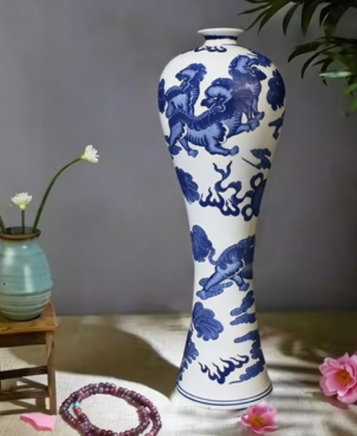 Porcelain Blue-and-white Beauty-shoulder Plum-blossom Vase