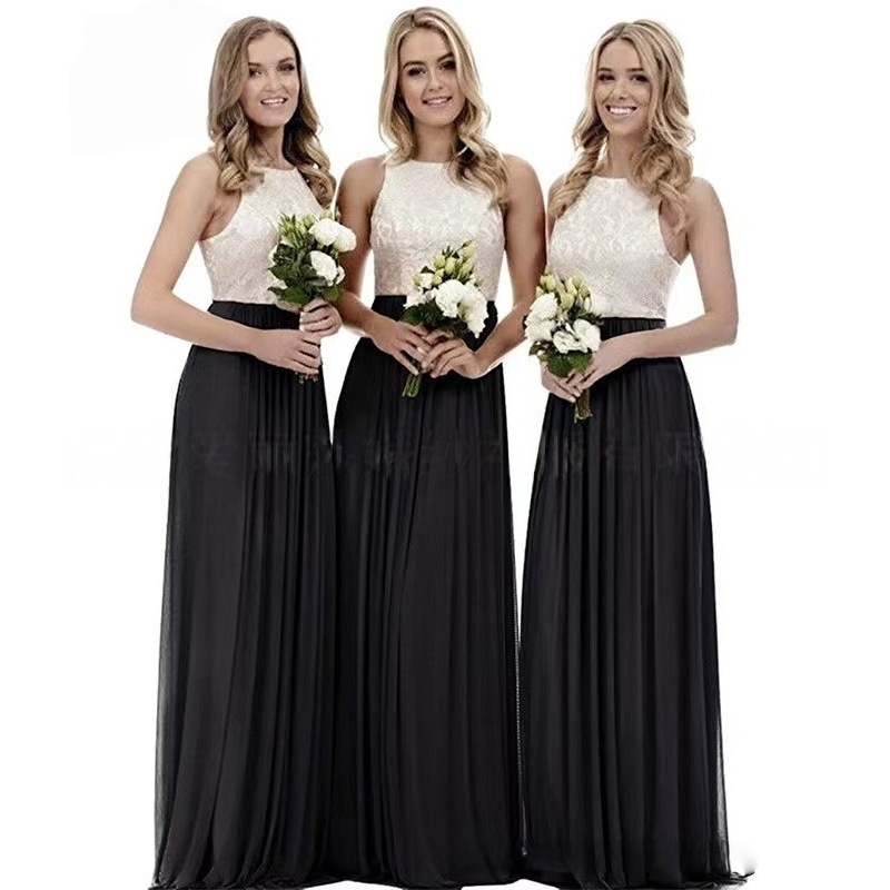 New Elegant Modest And Sophisticated Slim-Fit Long Lace Bridesmaid Dress For Spring