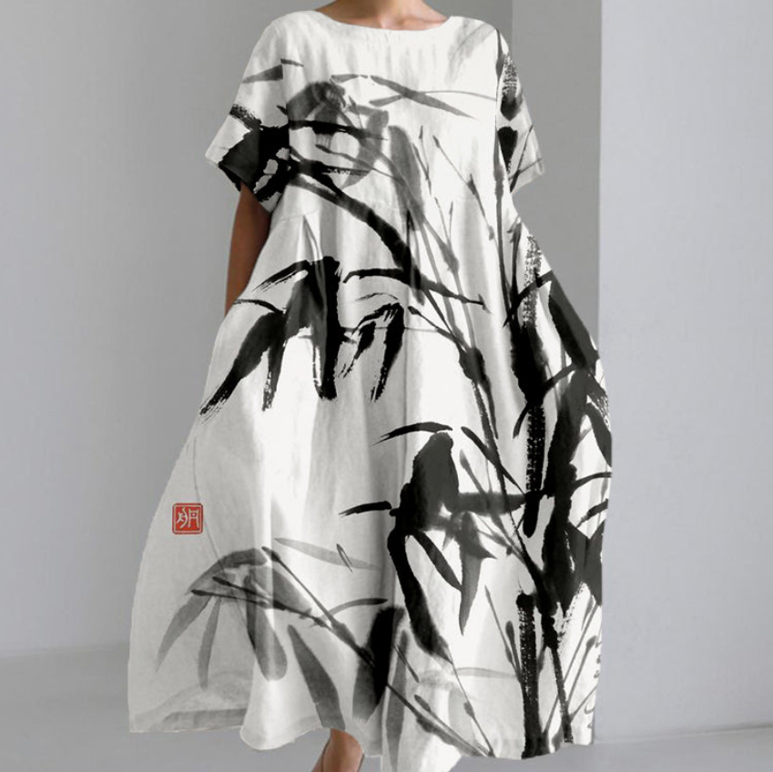 3D-printed Loose-fitting Short-sleeve Dress