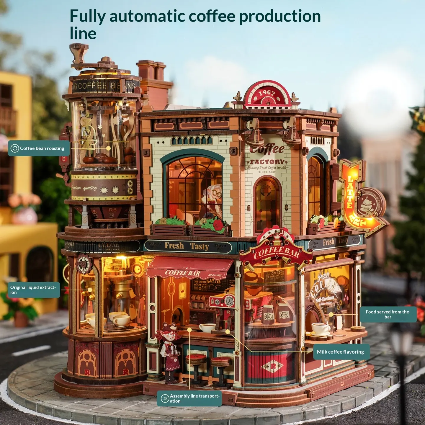 Music Box Building Blocks Wooden Assembly 3D