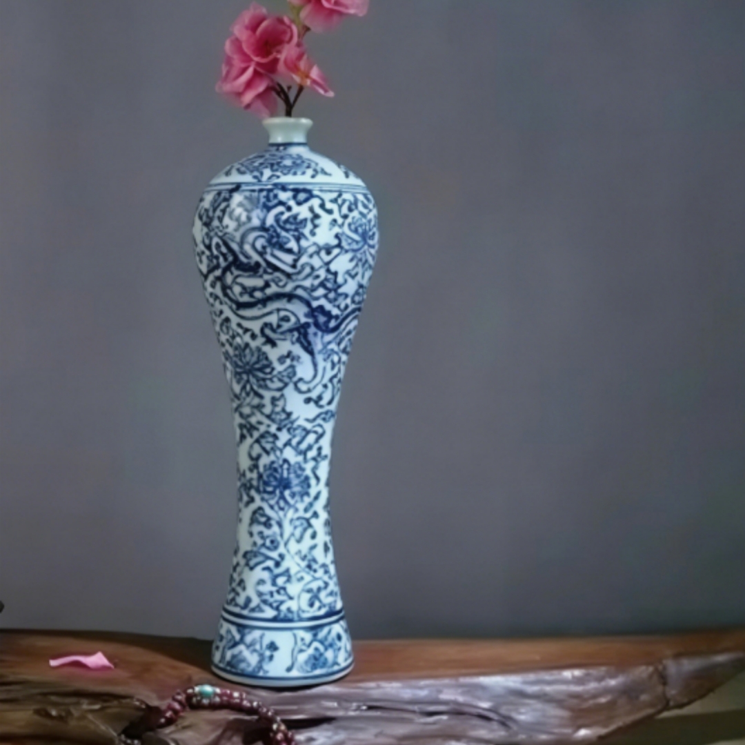 Porcelain Blue-and-white Beauty-shoulder Plum-blossom Vase - Image 1