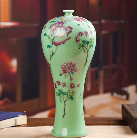 Blue Glazed And Pink Porcelain Home TV Cabinet Decoration Vase