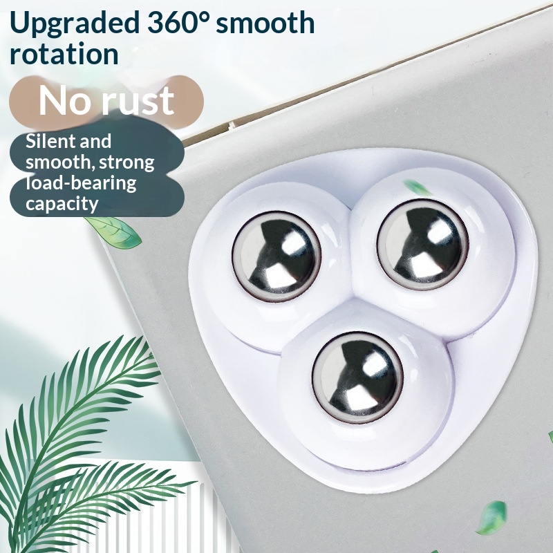 Three-ball No-drill Silent Wear-resistant Adhesive Casters With Universal Swivel