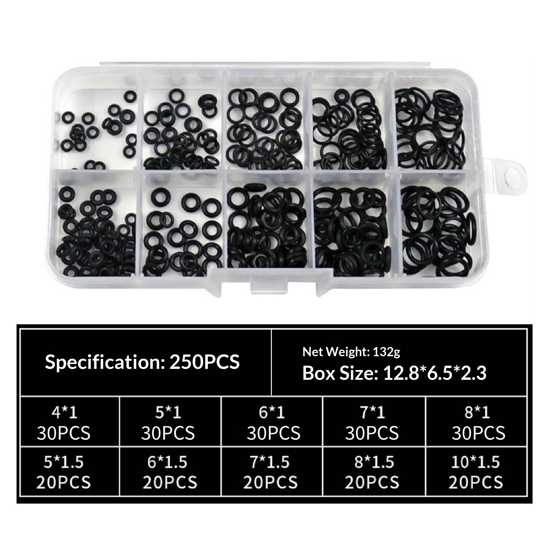 Nitrile Butadiene High-Temperature O-Ring Kit Black Rubber Seals Oil Seals