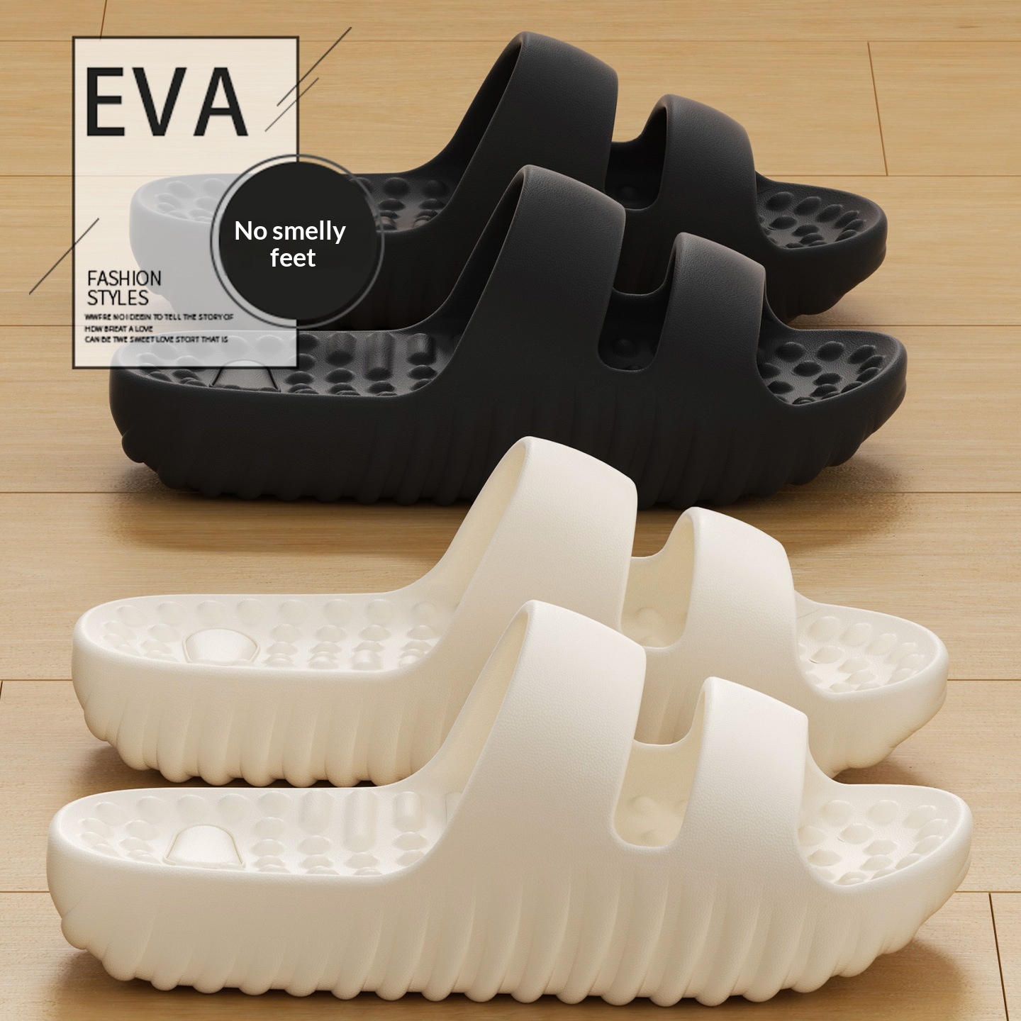 Thick-soled Massage Slippers Indoor Home Use Non-slip And Quiet EVA Material Deodorizing