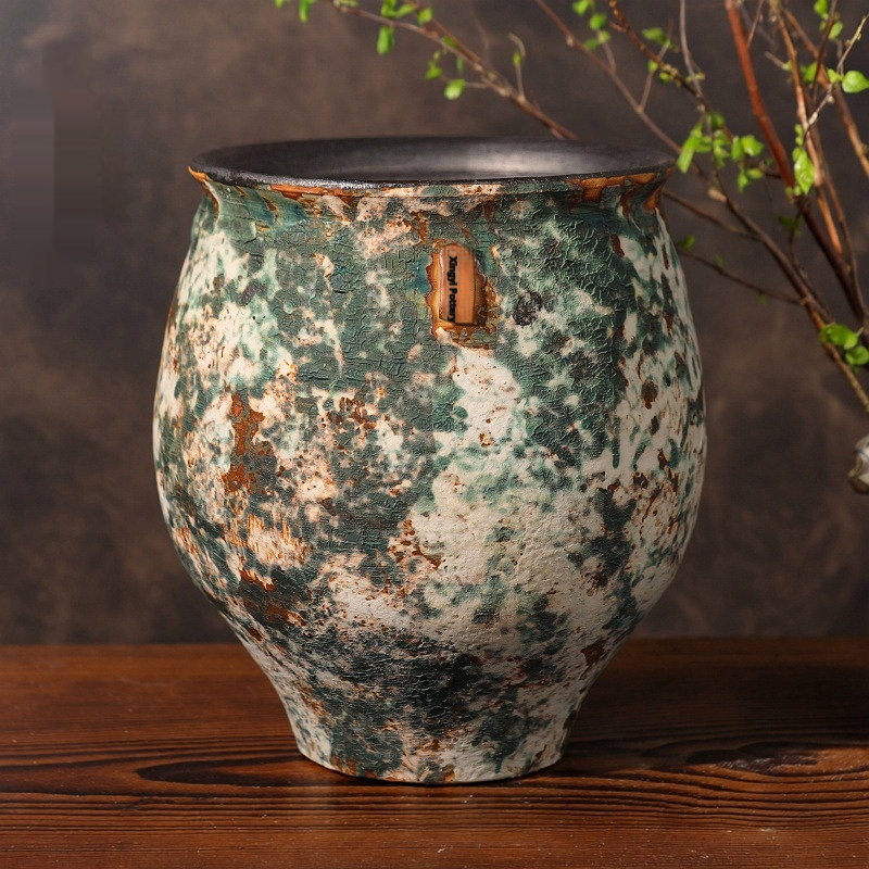 Pottery Ceramic Wabi-Sabi Style Vintage Planter Bonsai Flower Vase