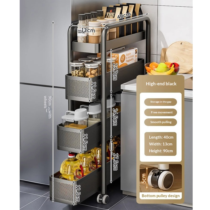 Compact Trolley With Narrow Drawers Cabinet For Storage Bathroom Refrigerator - Image 5