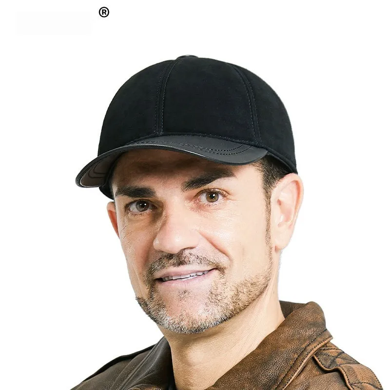 Men's Sheepskin Suede Baseball Cap