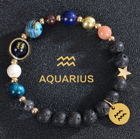 Engraved Womens Constellation Volcanic Stone Bracelet