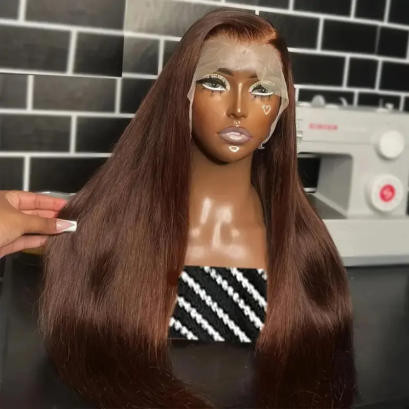 European And American Fashion Brown Long Straight