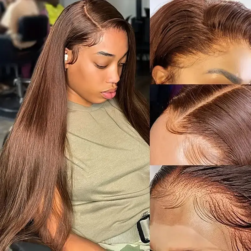 European And American Fashion Brown Long Straight Hair