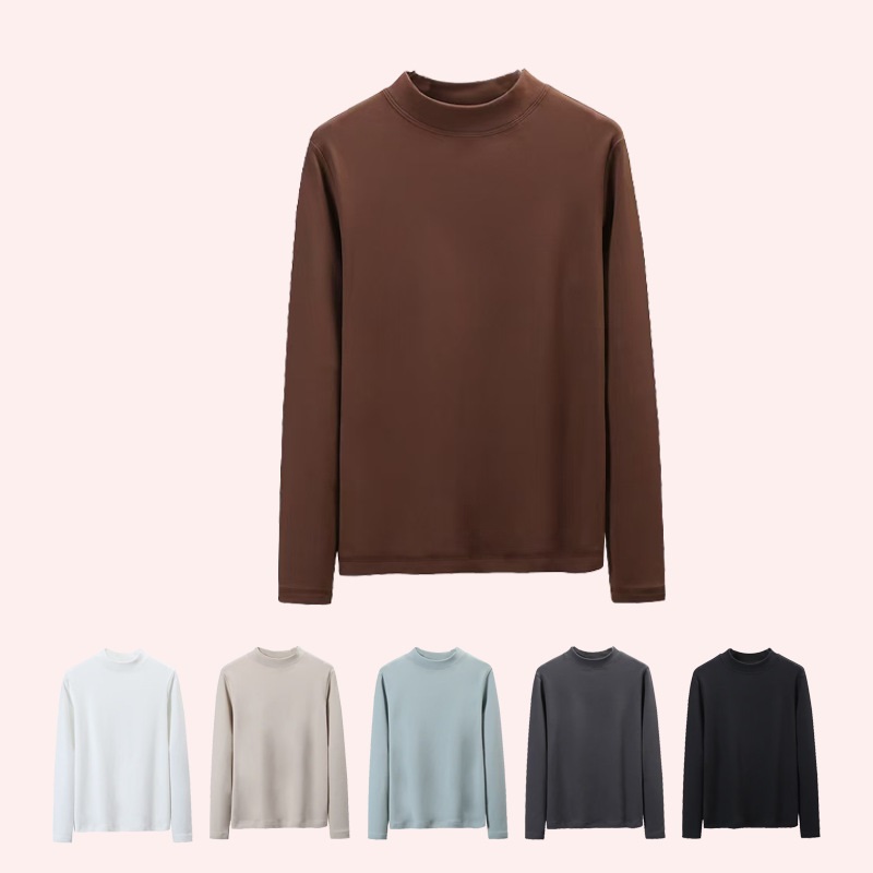 New Style Half-Neck Long-Sleeve Base-Layer Thickened Warm Solid-Color Womens Top