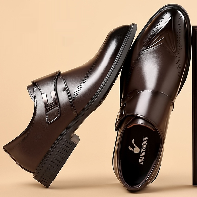 Mens Leather Shoes Made From Full-Grain Cowhide With A Pipe-Shaped Toe