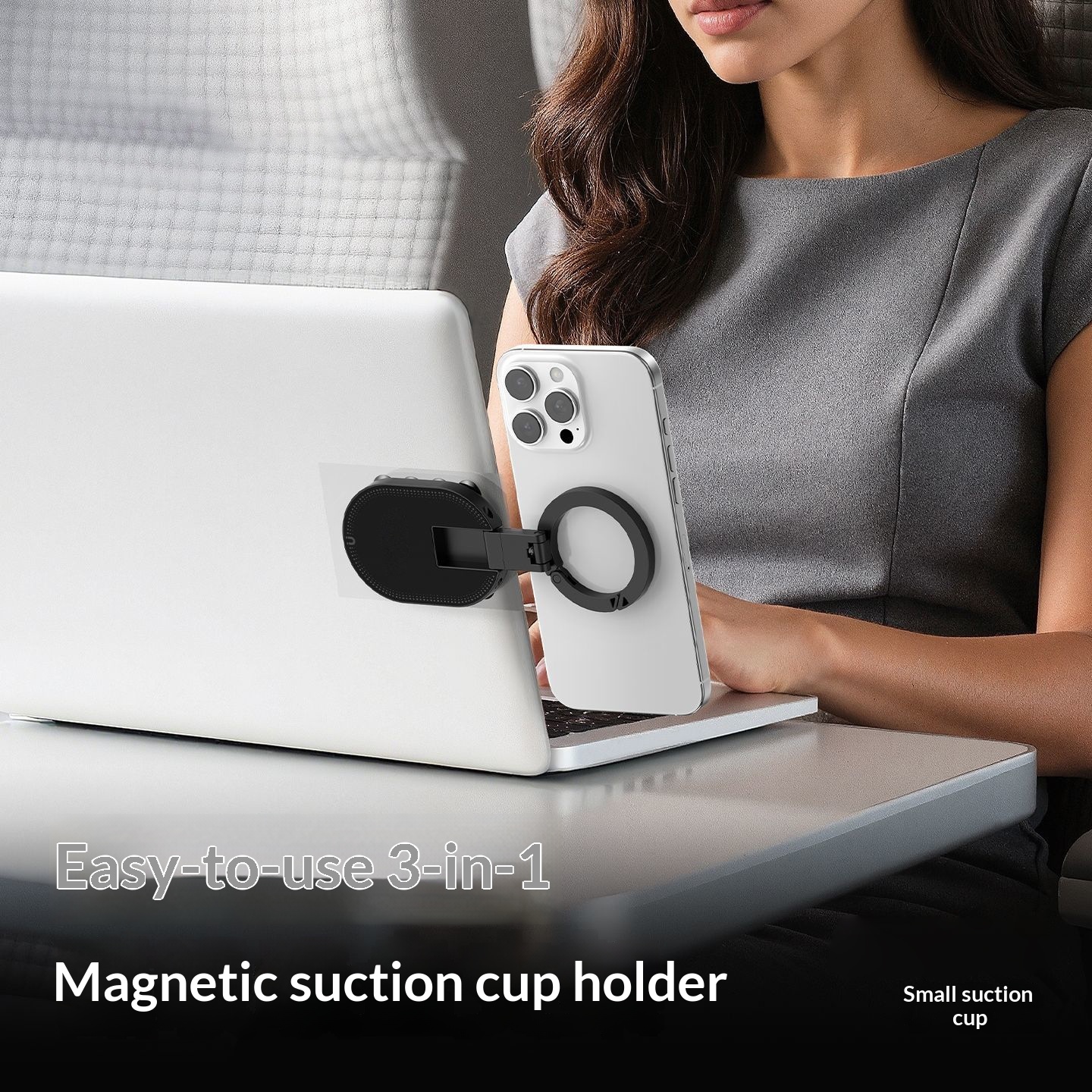 Suction-cup Magnetic Carabiner Phone Holder Foldable And Rotatable