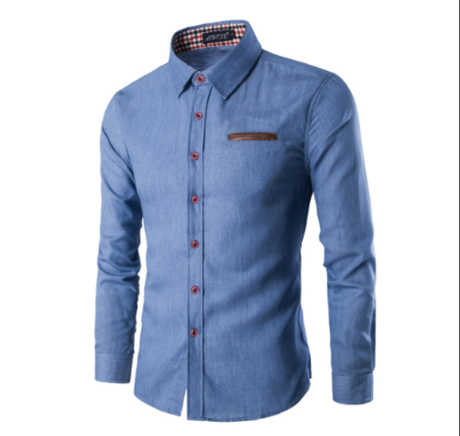 Men's Solid Color Casual Long-Sleeved Shirt
