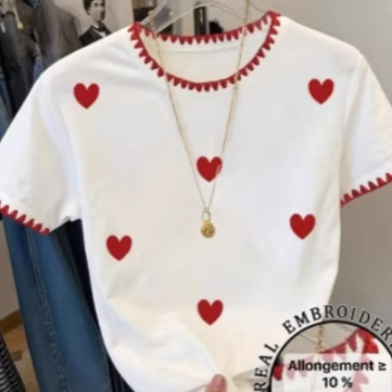 Patchwork Loose-fit Basic Crewneck Short-sleeve T-shirt