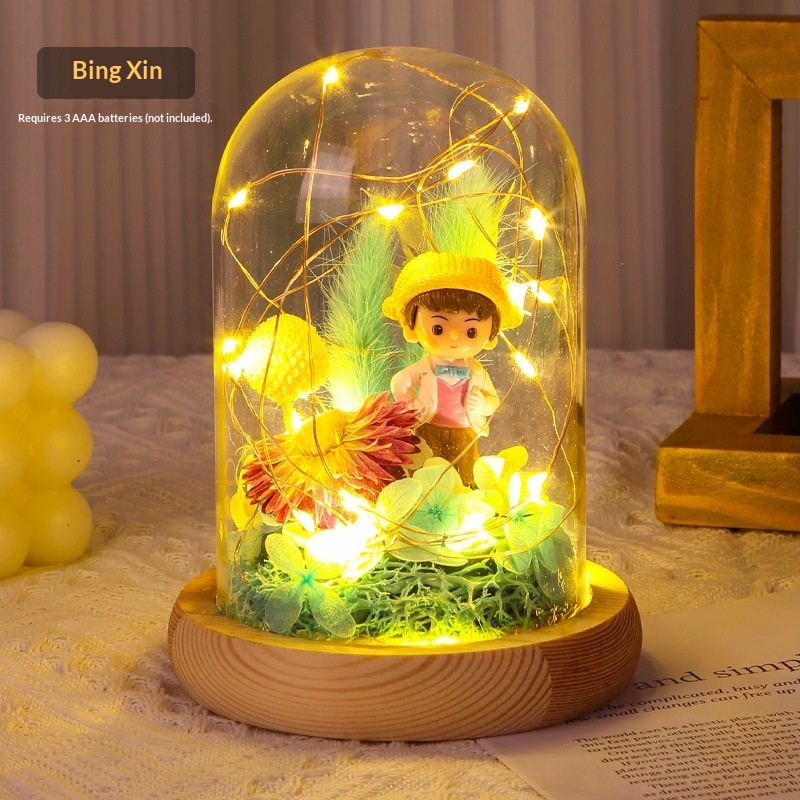 Preserved Flower DIY Materials Glass Dome Handmade (Ice