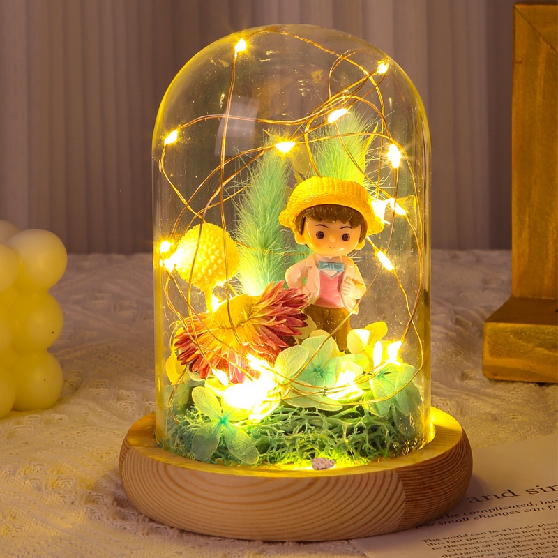 Preserved Flower DIY Materials Glass Dome Handmade (Ice