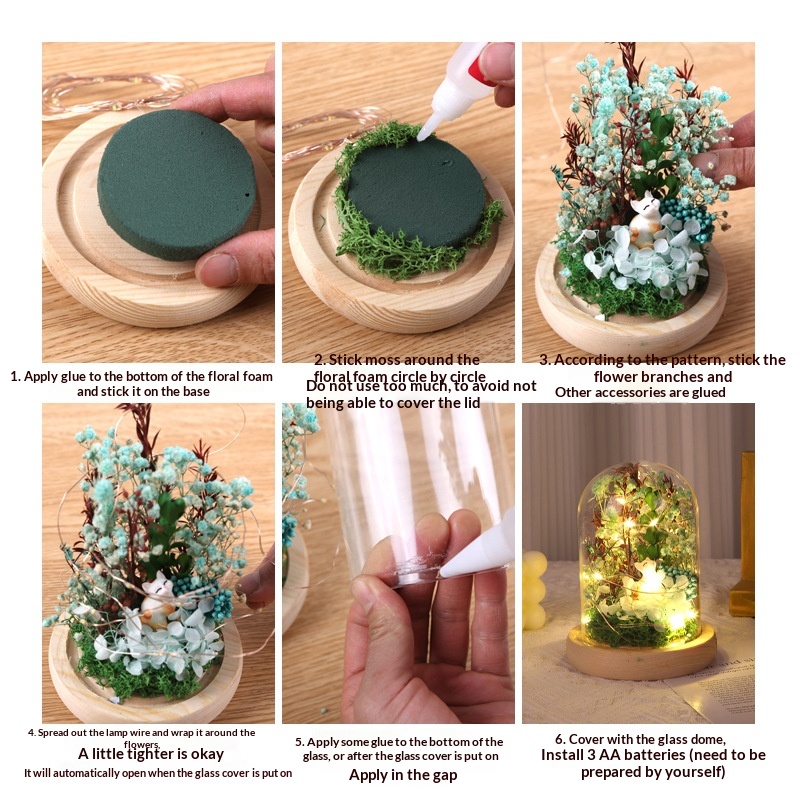 Preserved Flower DIY Materials Glass Dome Handmade (Ice