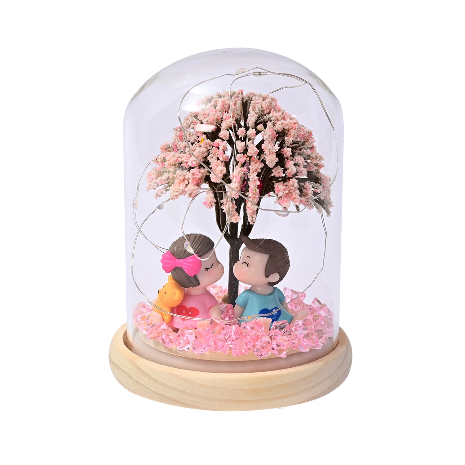 Couple figurine glass dome dust cover ornament (couple