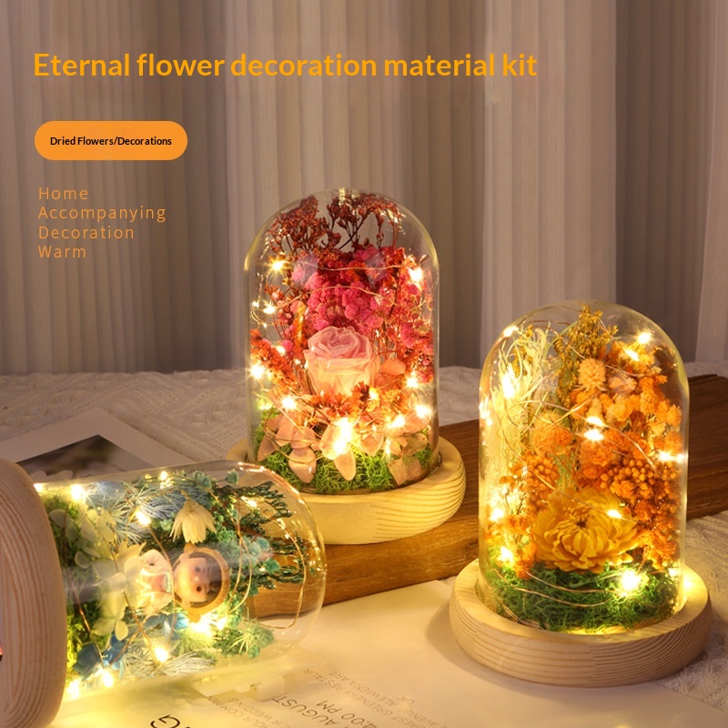 Preserved Flower DIY Materials Glass Dome Handmade (Ice