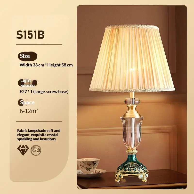 French-style Luxury Crystal Table Bedroom Bedside Lamp