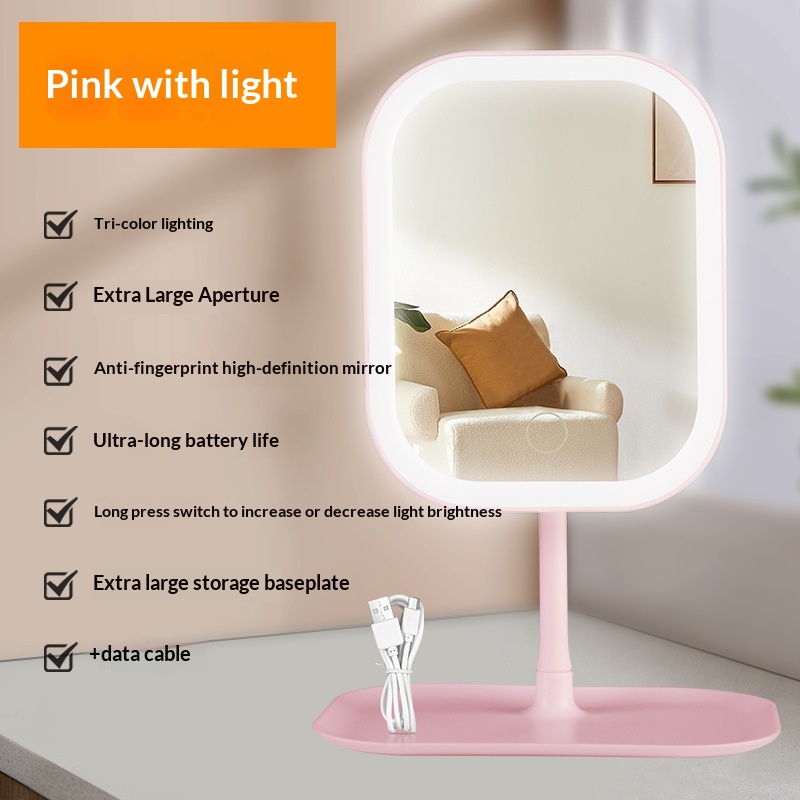 LED-lit Desktop Makeup Mirror With Built-in Lights