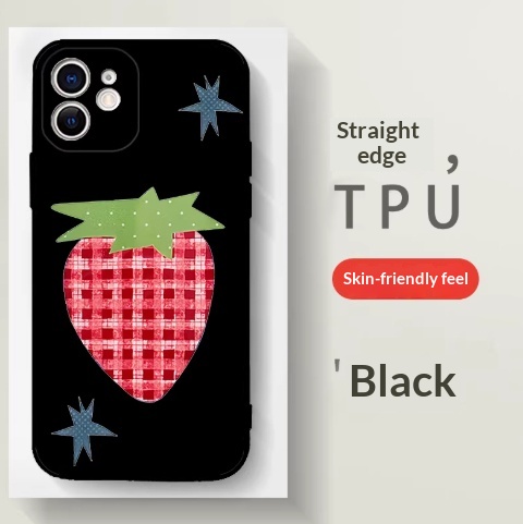 Strawberry Illustration Black-edge Silicone Phone Case