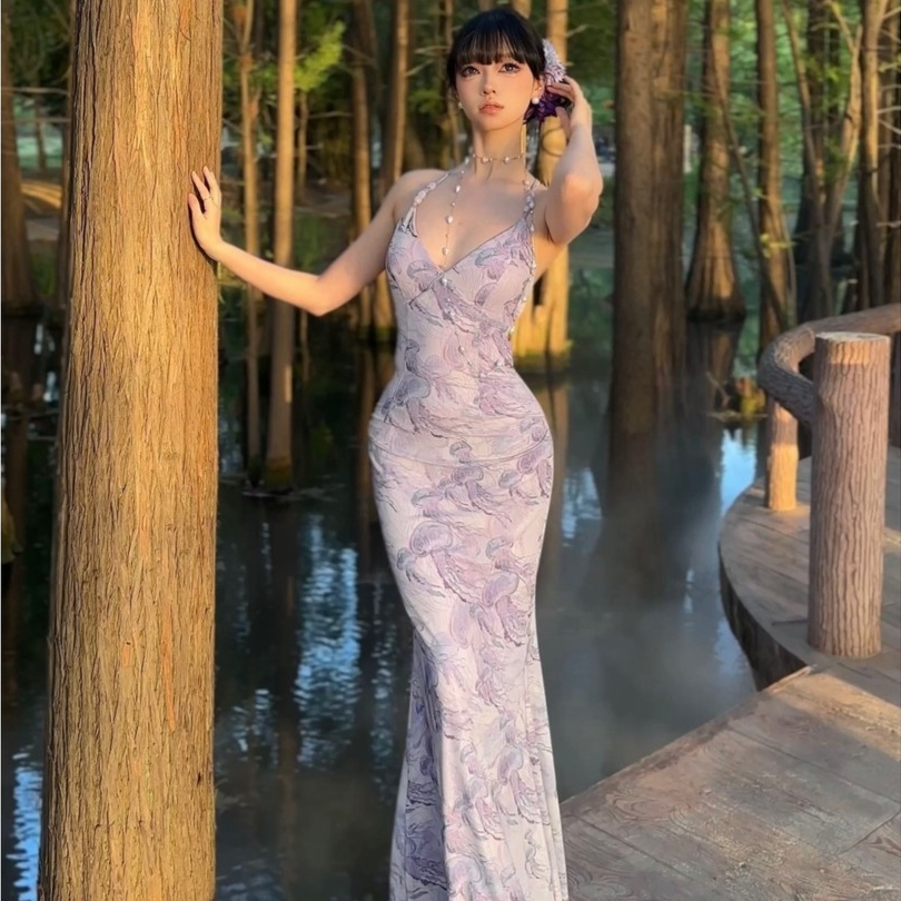 Elegant Purple Mermaid Dress For Women