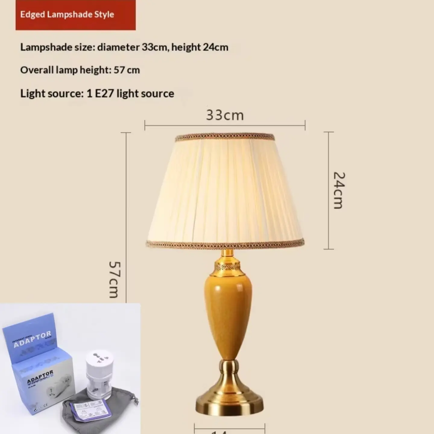 Cozy All-Copper Ceramic Table Lamp For The Bedroom Bedside
