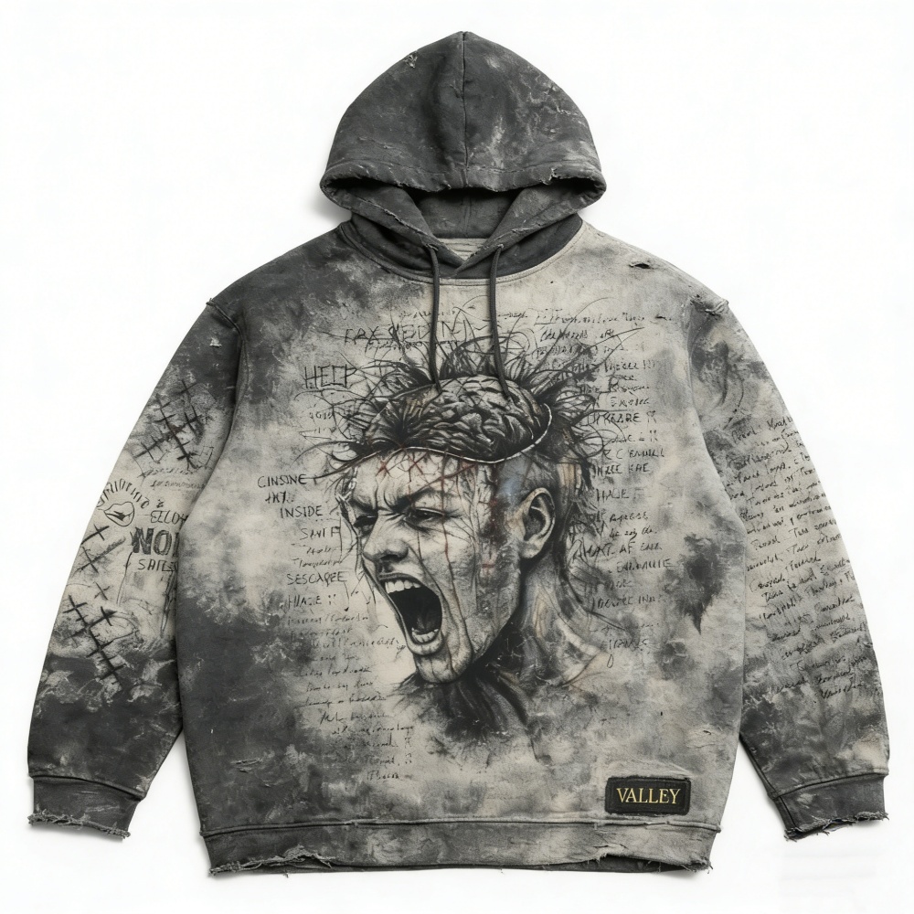 Men's Hooded Printed Casual Pullover Sweatshirt