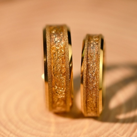 Gold Leaf Tungsten Steel Ring