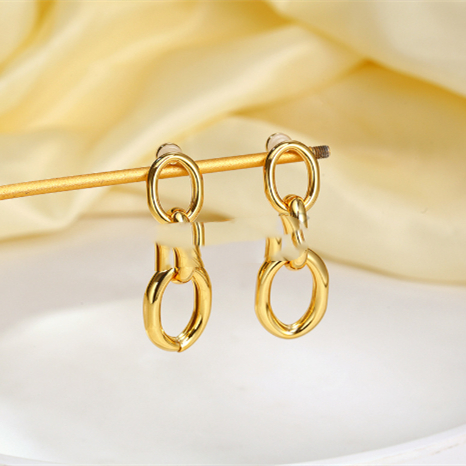 Copper-plated Niche Design 18k Gold-Colored Elegant Simple Instagram-Style Earrings