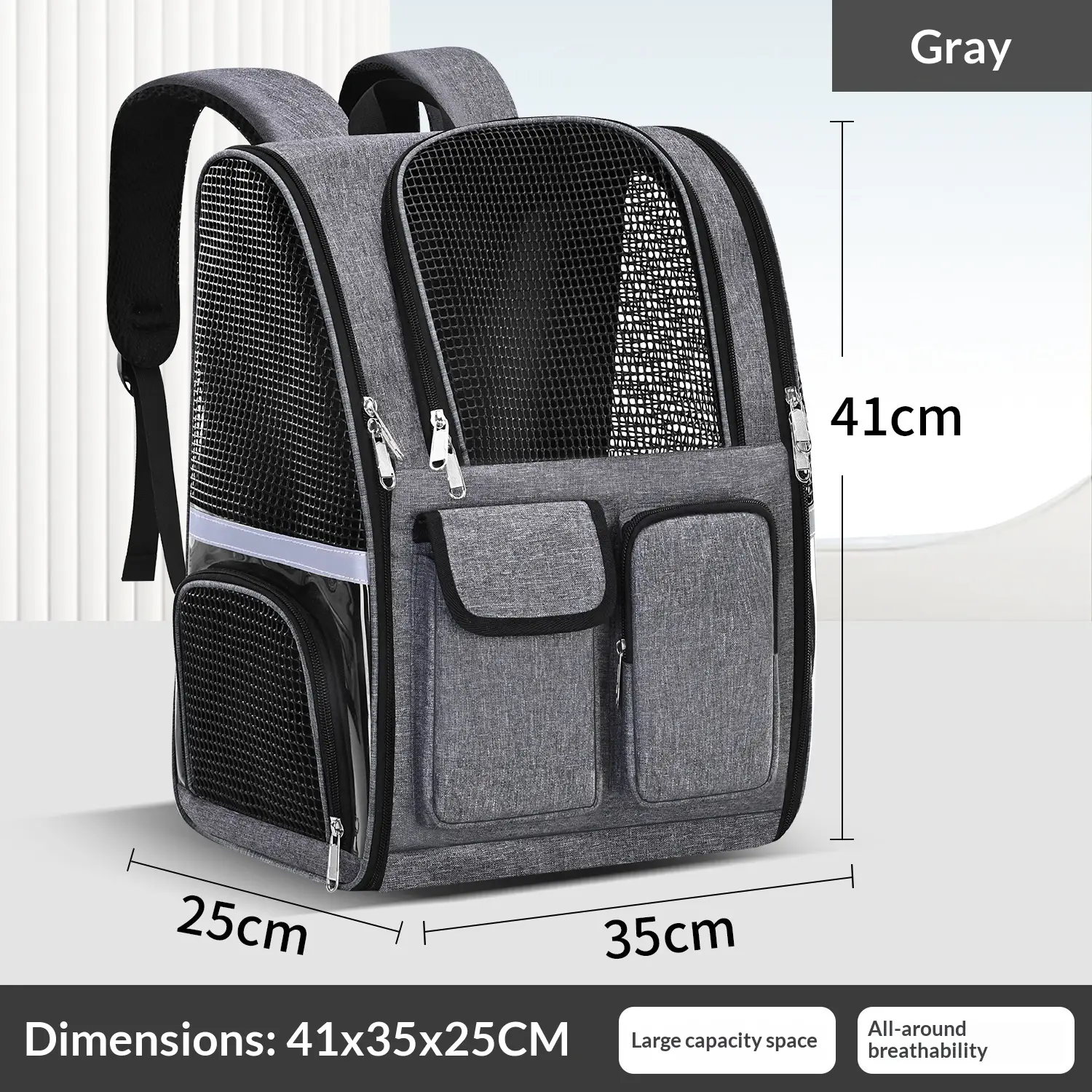 Large-Capacity Portable Transparent Insulated Pet Carrier With Shoulder Straps