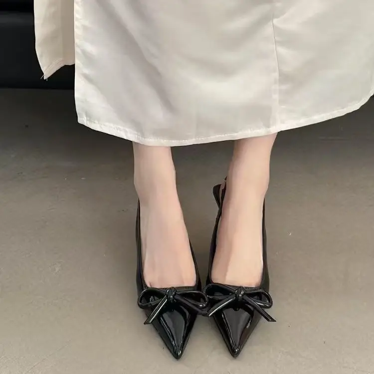 Sweet Bow-Knot Stiletto Pointed-Toe High Heel Sandals