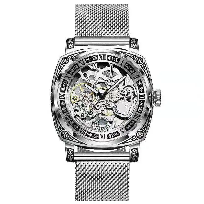 Carved Vintage Fashion Hollow Mechanical Automatic Mens Watch