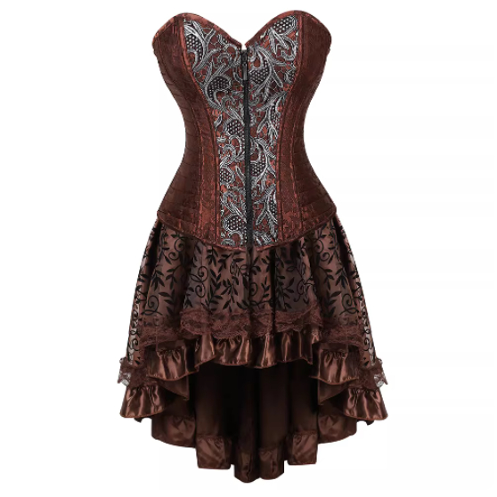 Court Corset Brown Two-Piece Set
