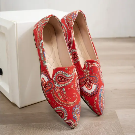 Women's Creative Print Versatile Flat Pointed-toe Loafers