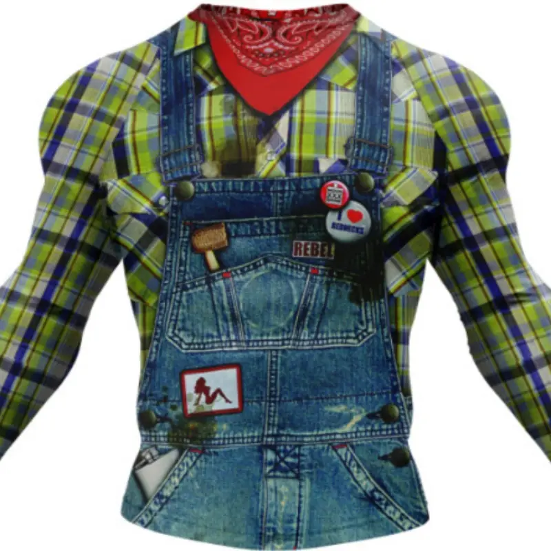 Womens 3D Digital Print Fashion Long-Sleeve Crew-Neck T-Shirt