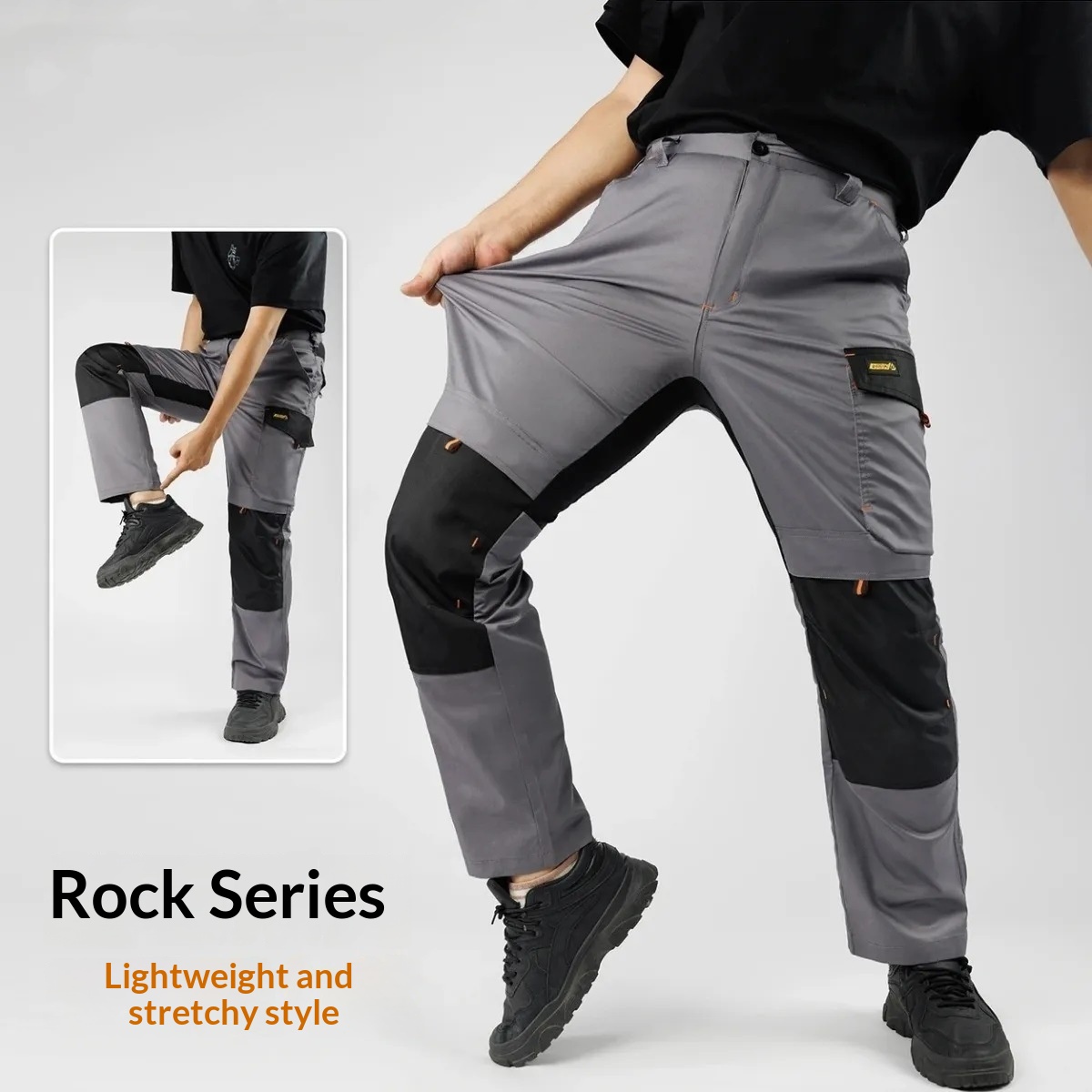 Abrasion-resistant, Multi-pocket Loose-fit Work Pants With Reflective Strips For Electricians And Mechanics