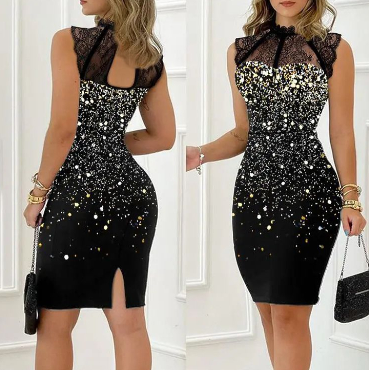 Sexy Lace And Diamond-encrusted Hip Dresses Waistless