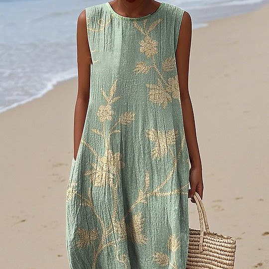 Fashion Stitching Ladies Dress Round Neck Pullover