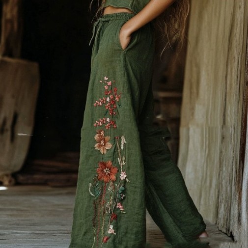 Pants Women's Linen Wild Wide Legs