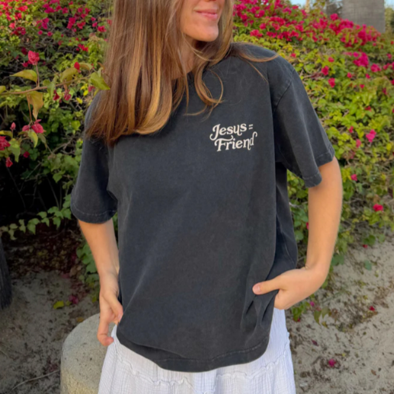 Youth Heavyweight Pure Cotton Batik Washed-Aged Stirred-Snowflake Short Sleeve