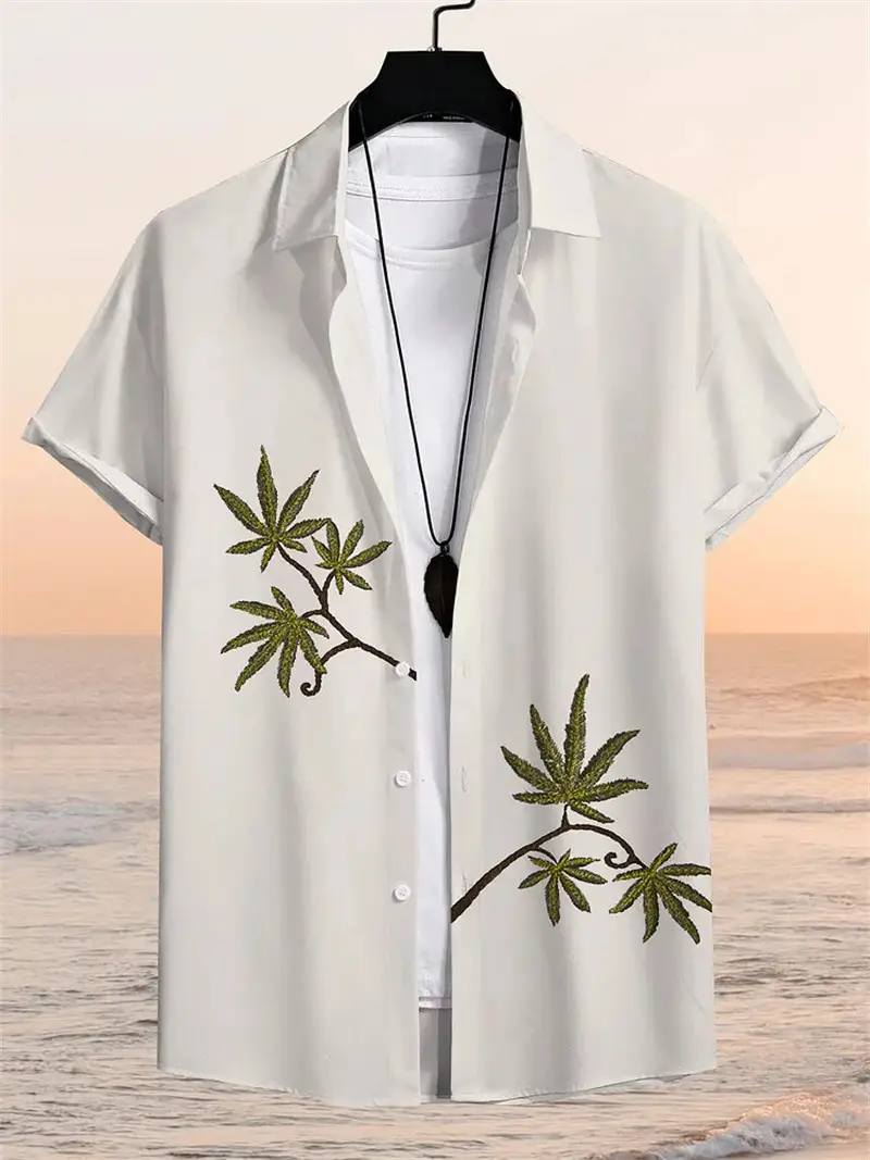 Bird-pattern Men's Short-sleeve Casual Shirt New Style